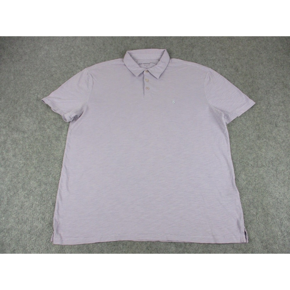 John Varvatos Polo Shirt Mens Extra Large Purple Peace Sign Cotton Slub Knit USA